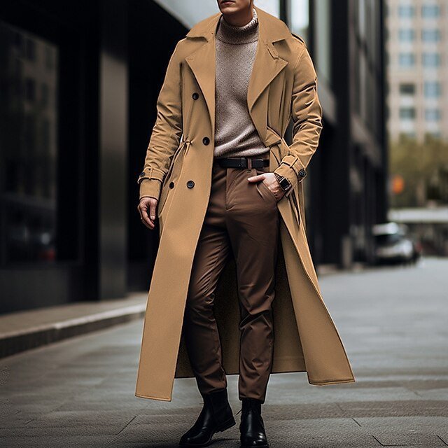 Long Trench Large Double Breasted Belt Coat