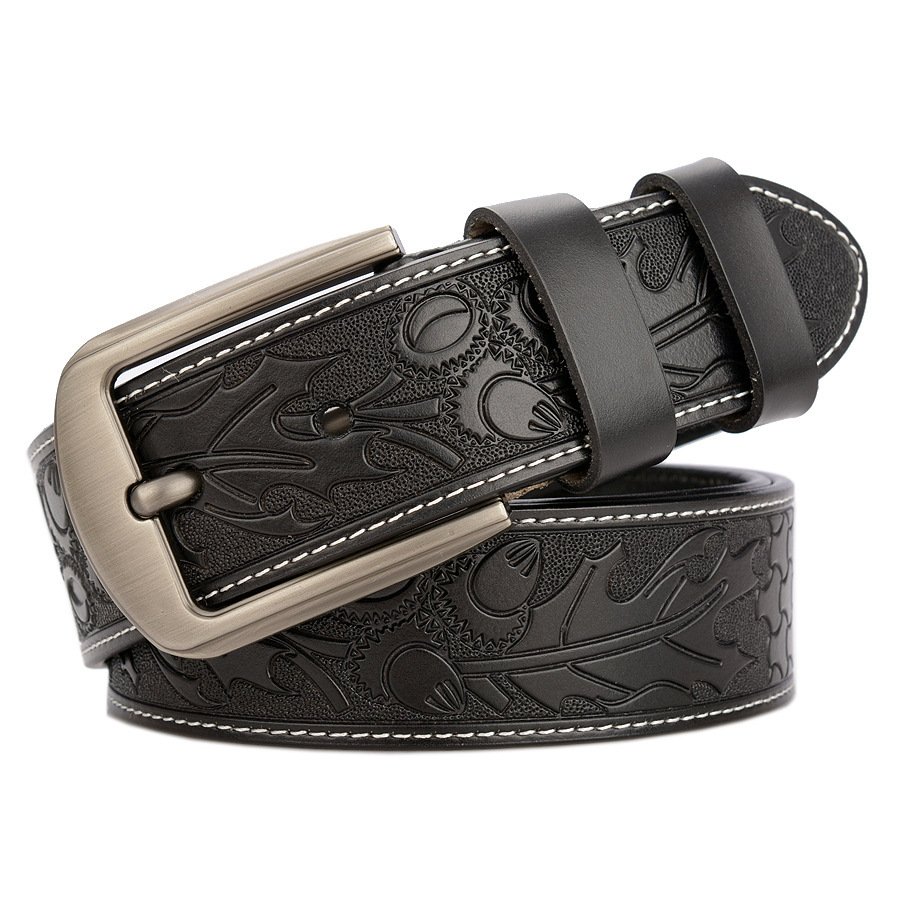Men's Carved Craft Fashioned Leather Belt - Image 5
