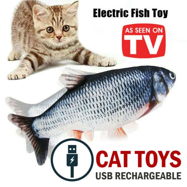 Electric Fish Cat Toy Realistic Interactive Kicker Jumping Dancing Kitten Toys - Image 9