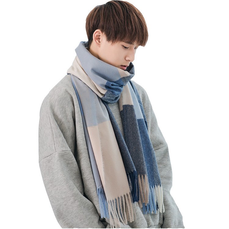 Soft Bristle Fabric Cozy Tassel Plaid Scarf - Image 3