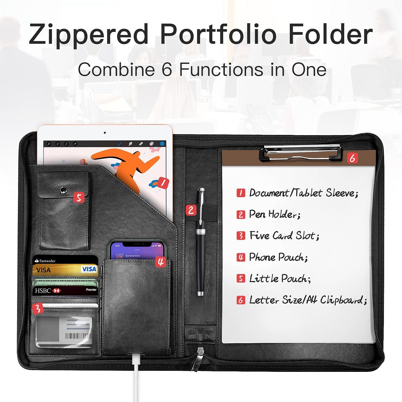 Zipper Leather Buggy Bag Organizer Planner - Image 4