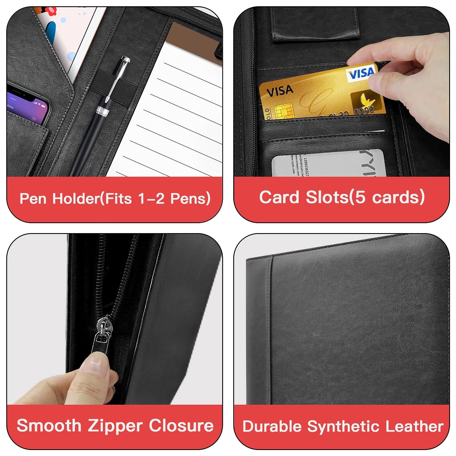 Zipper Leather Buggy Bag Organizer Planner - Image 3