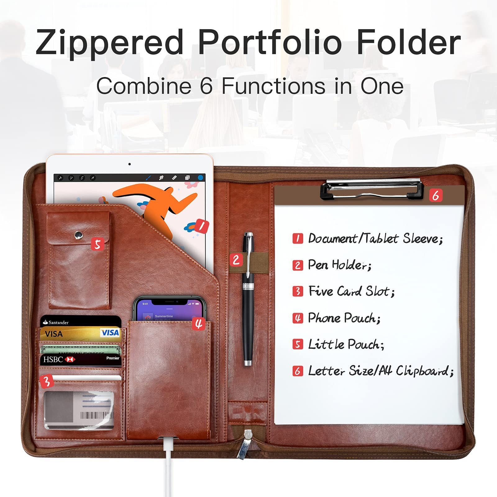 Zipper Leather Buggy Bag Organizer Planner - Image 7