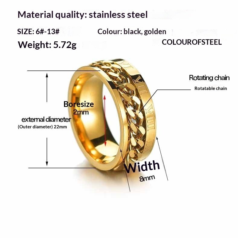Roman Numeral Design Fashionable Chain Ring - Image 4