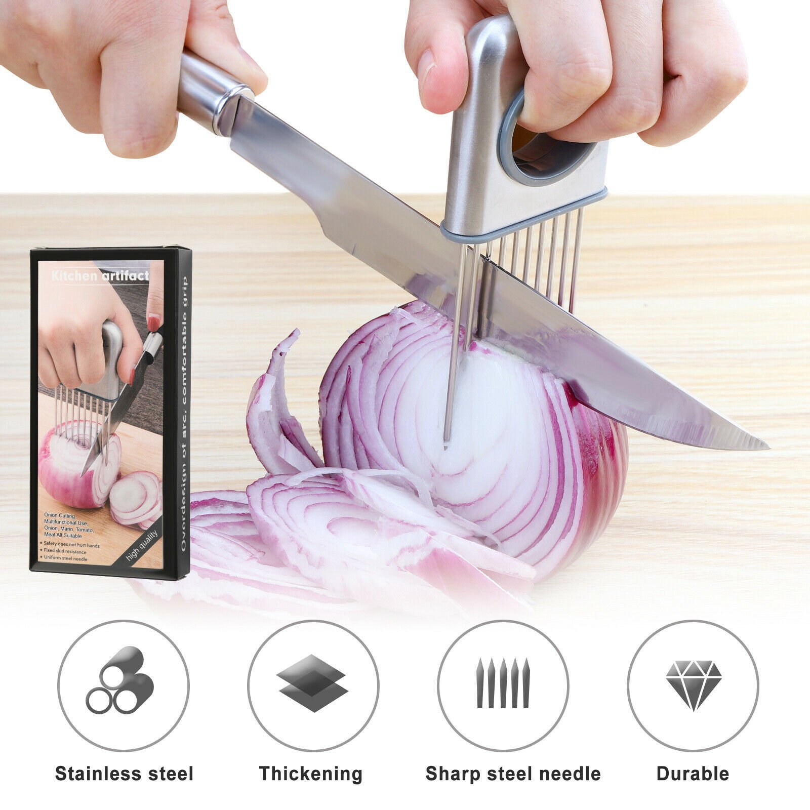 Steel Onion Holder Slicer Tool - Tenderizer - Image 3