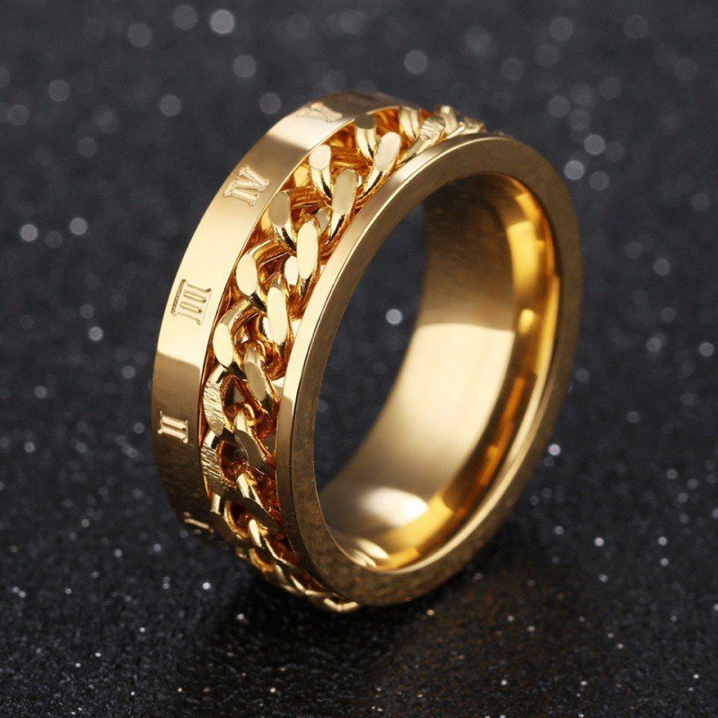 Roman Numeral Design Fashionable Chain Ring - Image 7