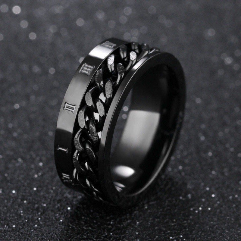 Roman Numeral Design Fashionable Chain Ring - Image 6
